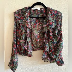 Wild fern gorgeous two piece floral sheer set size small